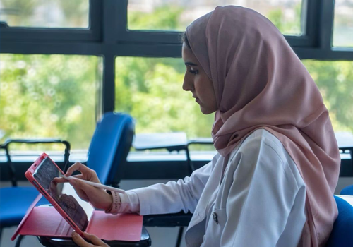 Students practicing in a modern clinical training laboratory